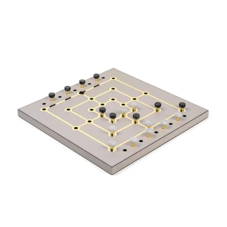 Mill Game Set - Golden Grid #2