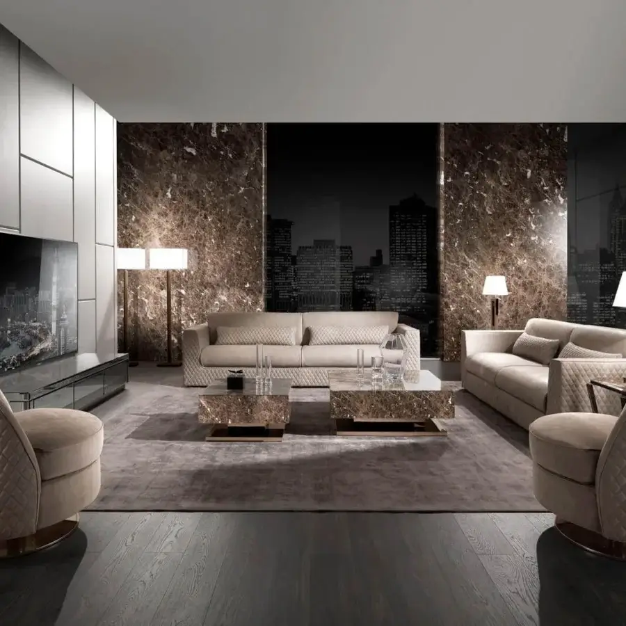 Exceptional DV Home Collection Cooper sofa crafted in uniformly beige textile with quilted detailing and non-deformable polyurethane cushioning
