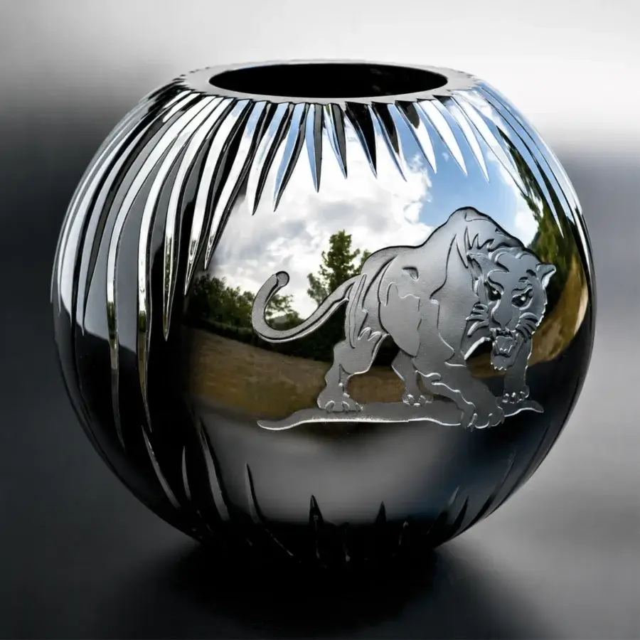Fire Panther Black Sphere Vase #1