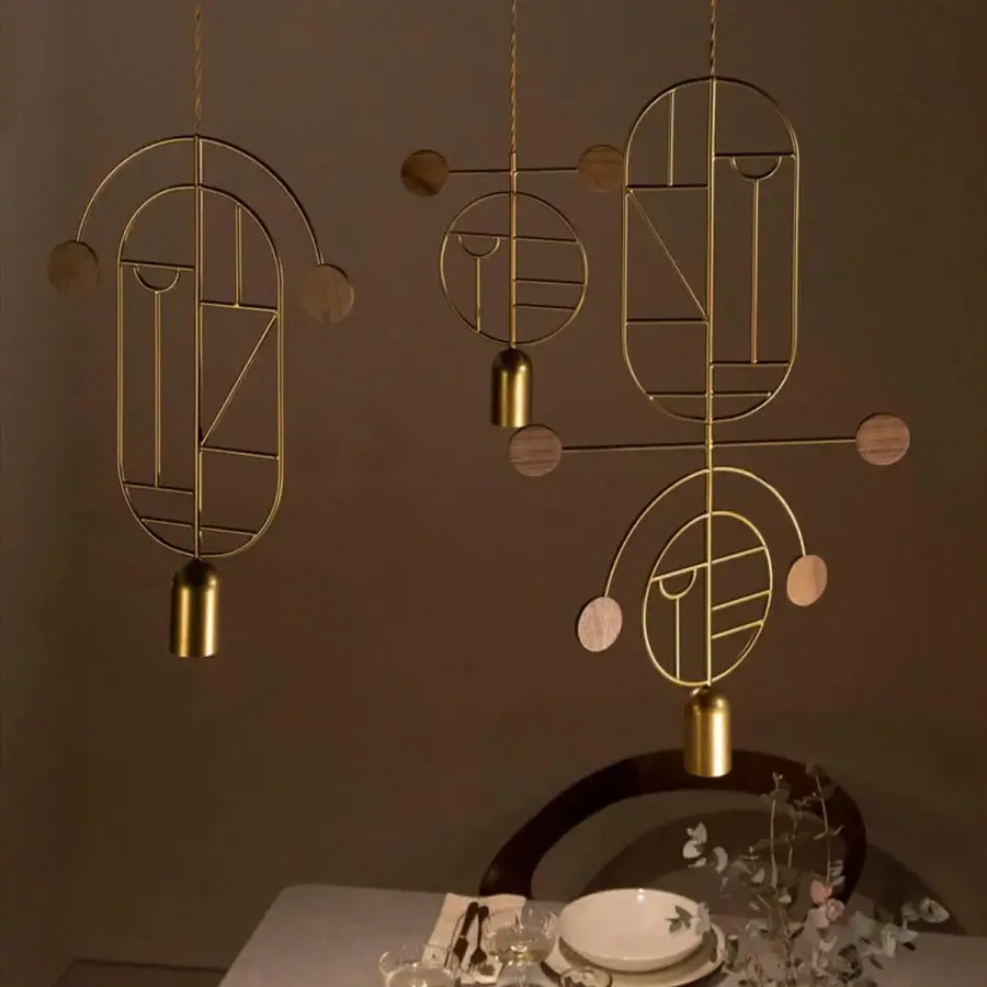 Wooden Dots Suspension Lamp - Multi-Piece #1