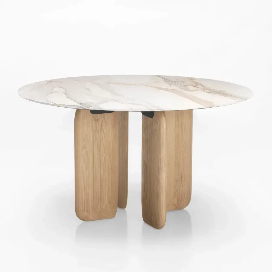 Pala Round Wood/Marble Table #8