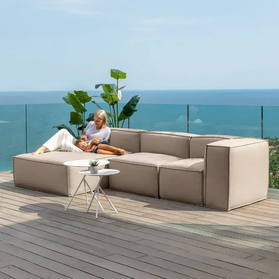 Prestige Talenti Ocean sectional with neutral taupe/beige textile upholstery and matte textured finish