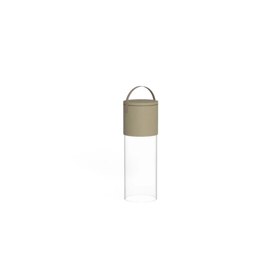 Exquisite Talenti Kukà floor lamp with clear methacrylate column and matte beige resin cylindrical section