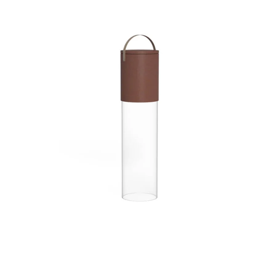 Premium Talenti Kukà floor lamp with methacrylate column, matte terracotta upper section, and light‑beige synthetic handle