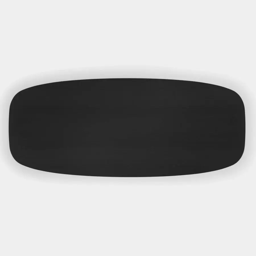 Prestige Kristalia Holo Oval Table with deep black matte wood‑like composite surface and sleek steel base
