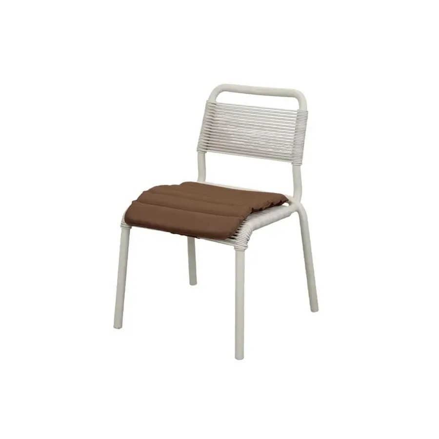 Luxury Cane‑Line Al Dente dining chair with aluminum frame, matte finish, synthetic seat and backrest, brown cushion
