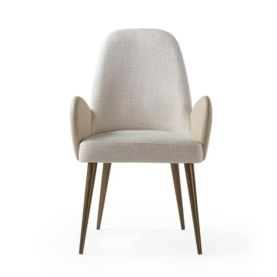 Distinguished Reflex Atlantic chair with rounded light woven textile upholstery and muted bronze finish legs