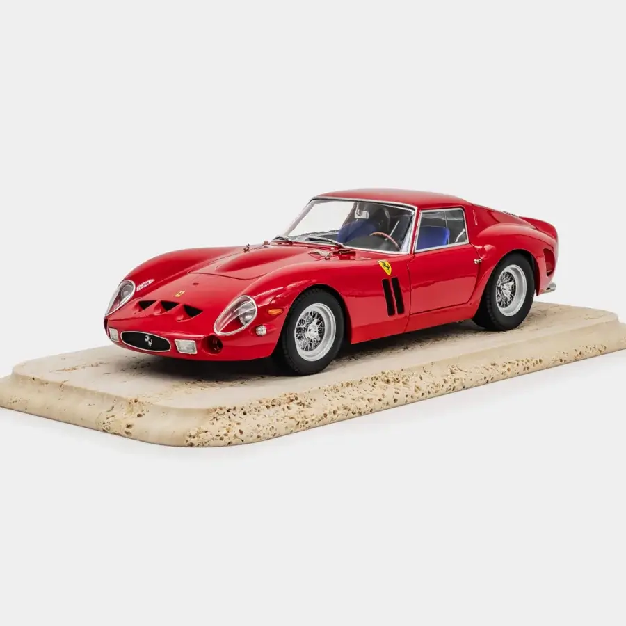Distinguished Vèlle Milano Ferrari 250GTO scale model in high-gloss red with silver-toned accents and blue interior