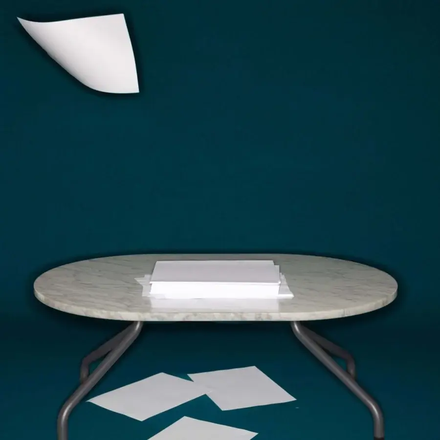 Distinguished B-Line Ad.Da coffee table in white marble with elegant veining and matte grey metal curving legs