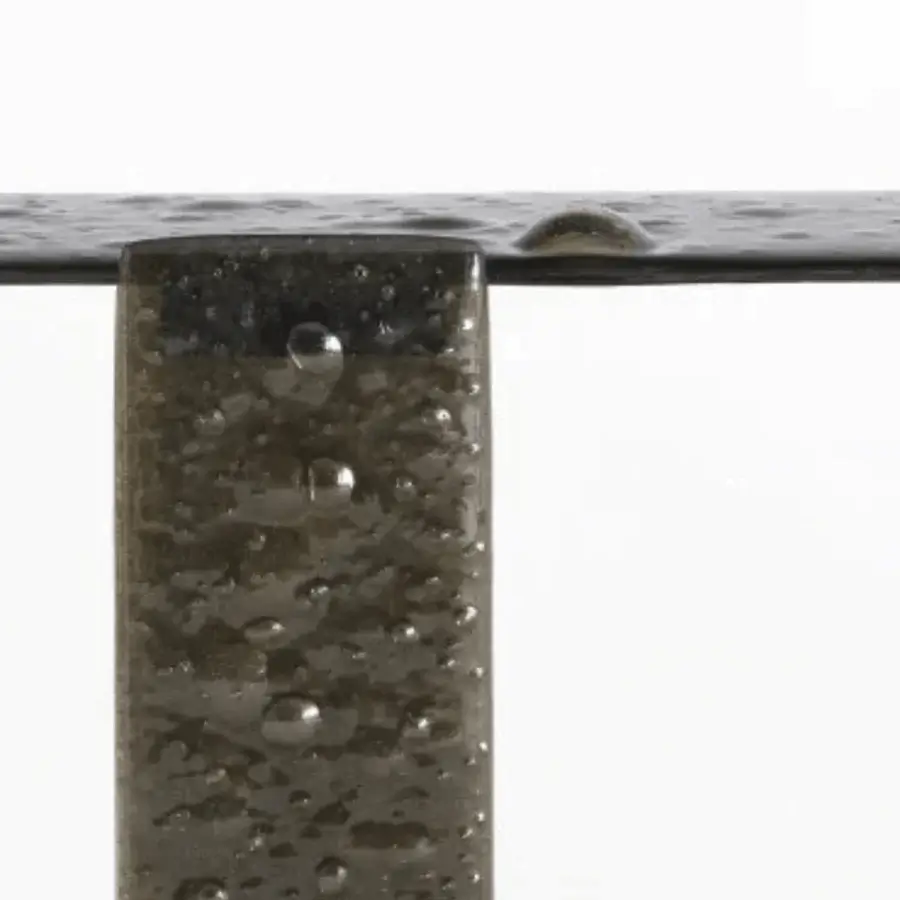 Sophisticated Glas Italia Opalia console with organic internal bubbles and anodized brushed aluminum legs