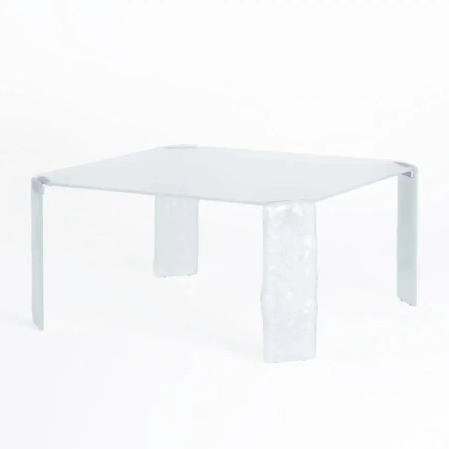 Exquisite Glas Italia Opalia coffee table in monochromatic translucent white smooth Extralight and organic fused supports