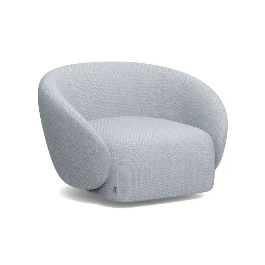 Distinguished Furla Casa Opportunity lounge chair with organic silhouette in light grey textile and black solid beech wood base