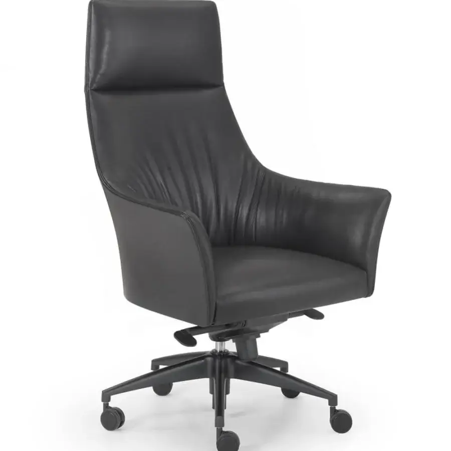 Exceptional 4 Mariani Sella armchair crafted in Italy with leather reflecting horse saddles and a matte dark gray finish