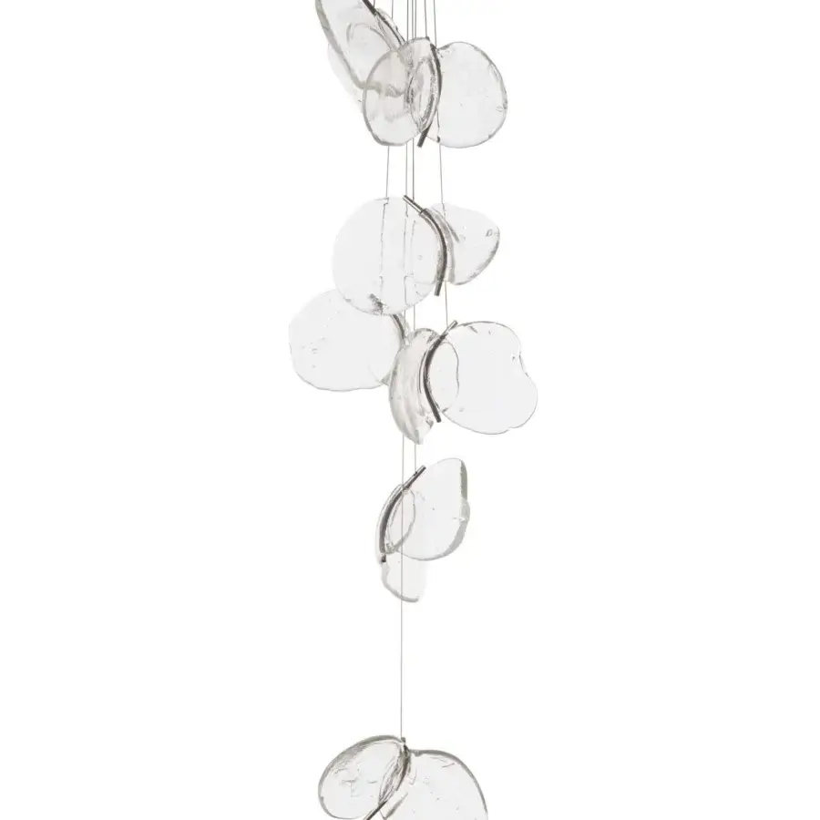 Refined Bocci 141 Cluster Suspension Lamp with organic transparent glossy glass forms and slender silver-toned metal wires