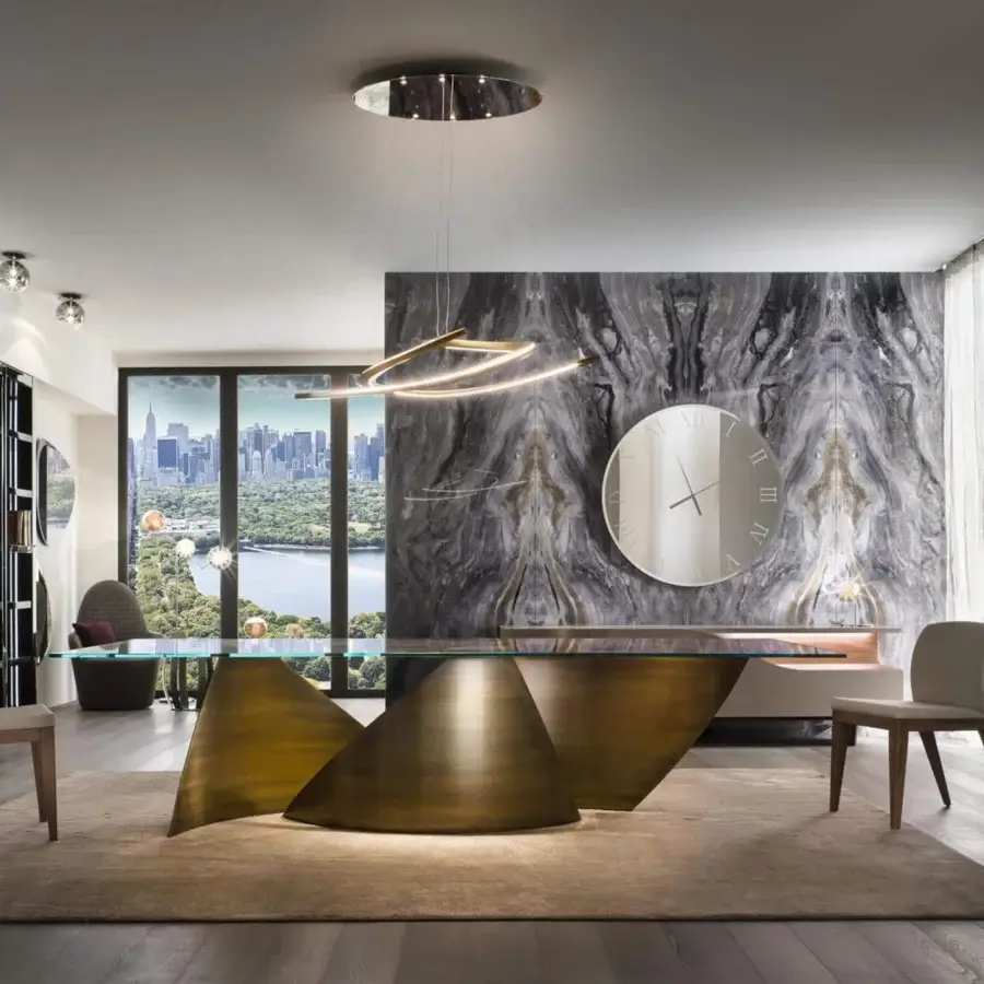Exclusive Reflex Prisma mirror with darkly lacquered glass and integrated LED lighting for a contemporary aesthetic
