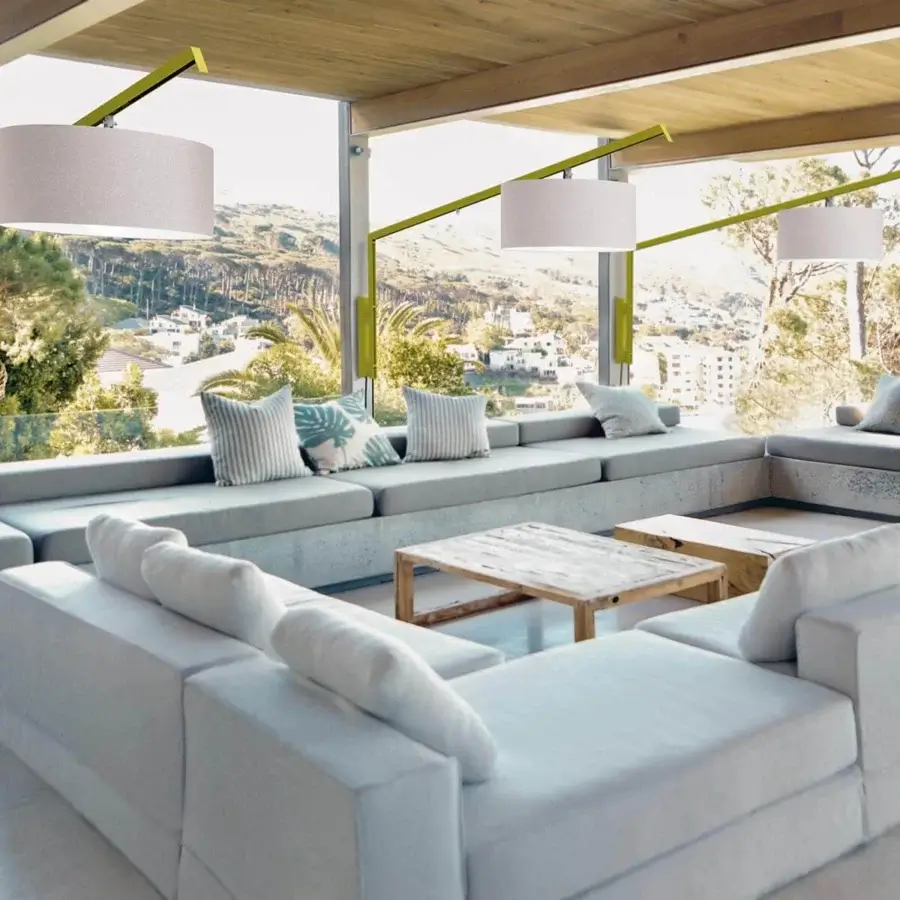 Distinguished Modo Luce Angelica outdoor wall lamp with rotating aluminum structure and textured neutral lampshade
