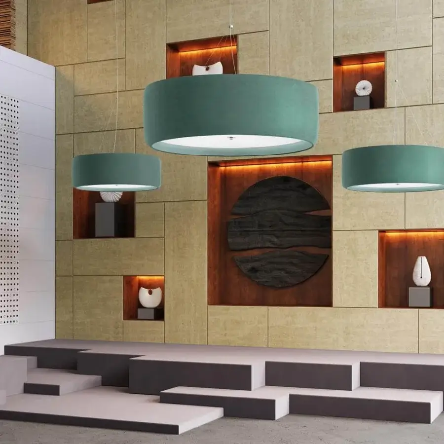 Distinguished Modo Luce Circus suspension lamp with teal textile lampshade and matte finish