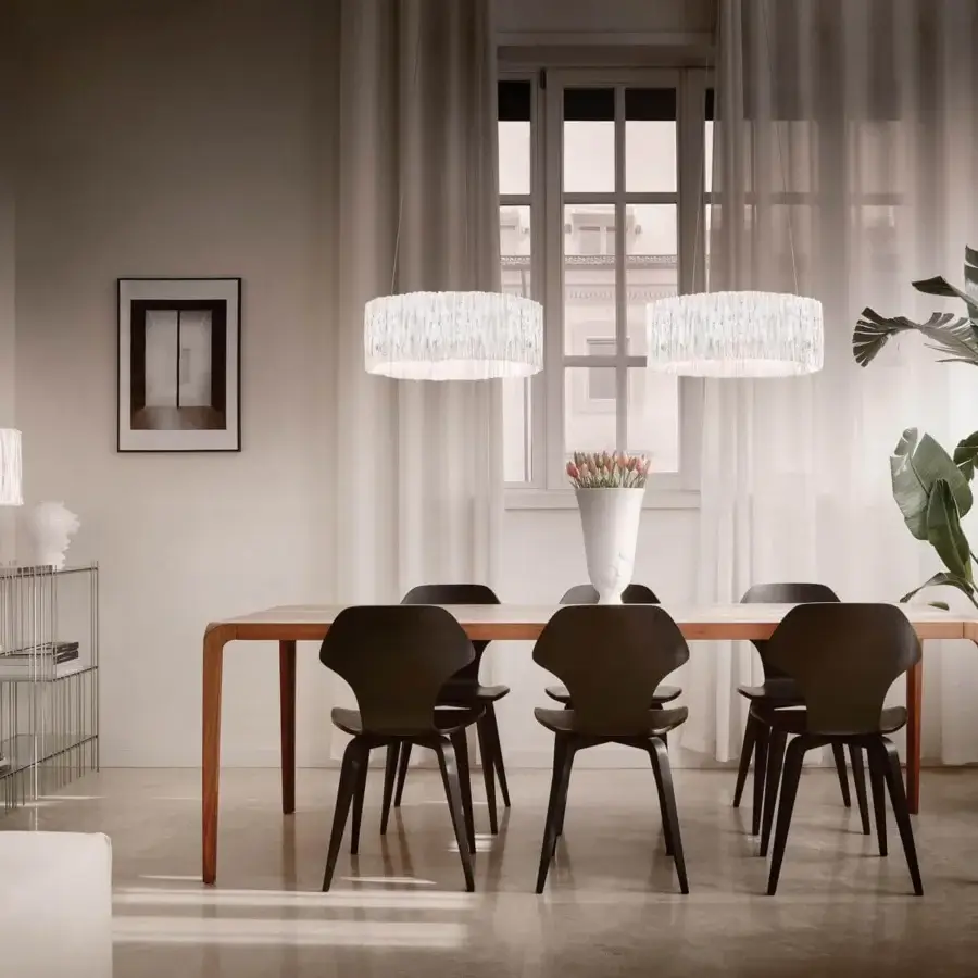 Exceptional Slamp Accordeon table lamp with a white Lentiflex® diffuser and chrome metal base crafted in Italy