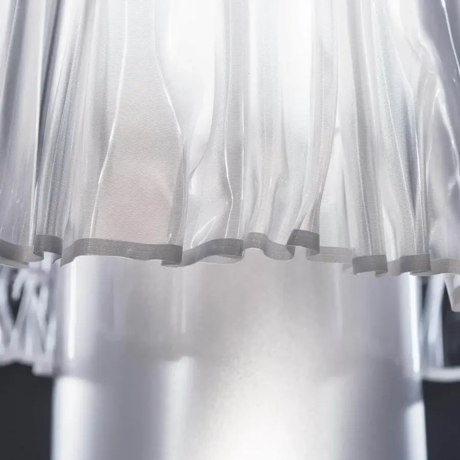 Exceptional Slamp Accordeon table lamp with a translucent pleated Lentiflex® shade and crisp white cylindrical base crafted in Italy