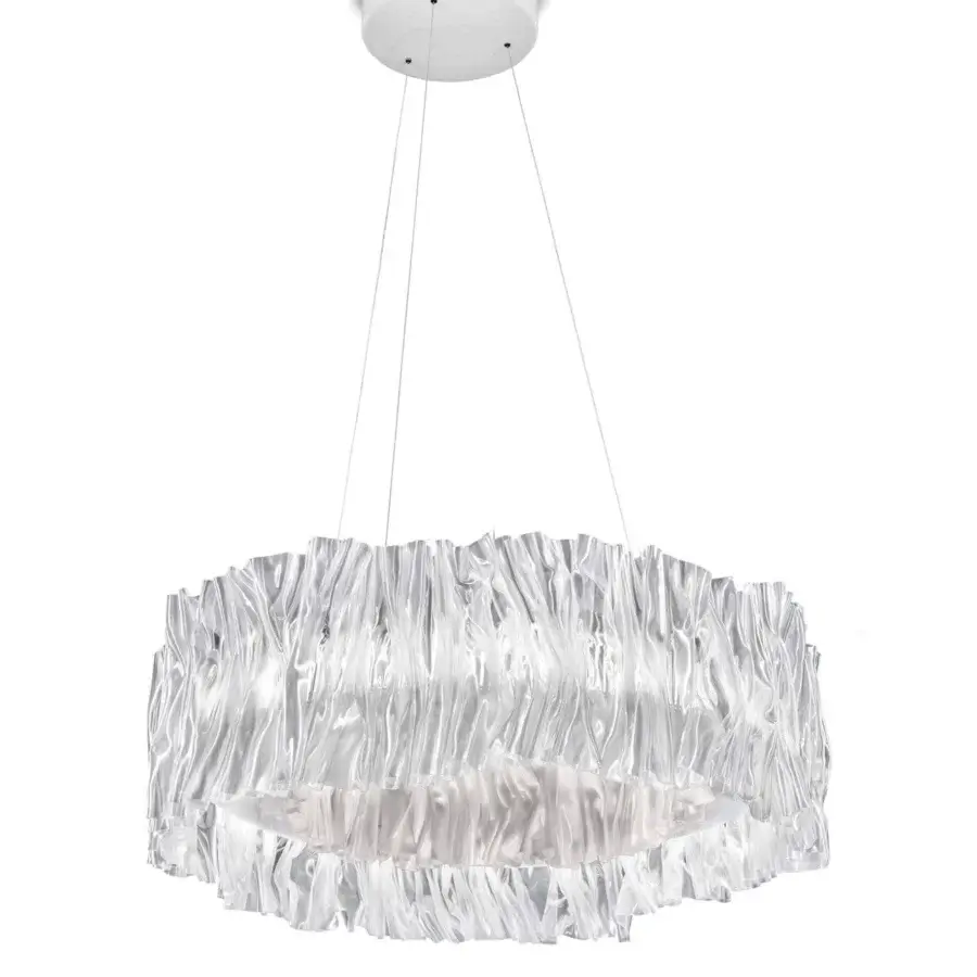 Elegant Slamp Accordeon suspension lamp with circular Lentiflex® diffuser and glossy transparent form