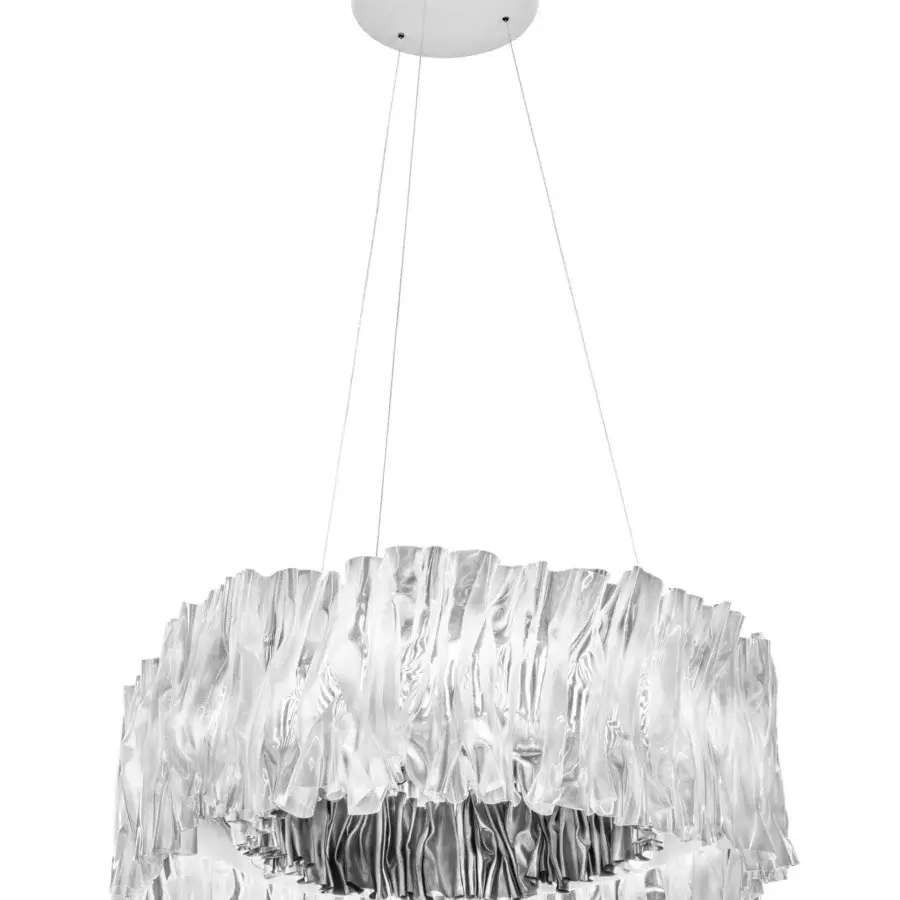 Distinguished Slamp Accordeon suspension lamp with translucent Lentiflex® diffuser and glossy wavy construction in shades of grey and silver