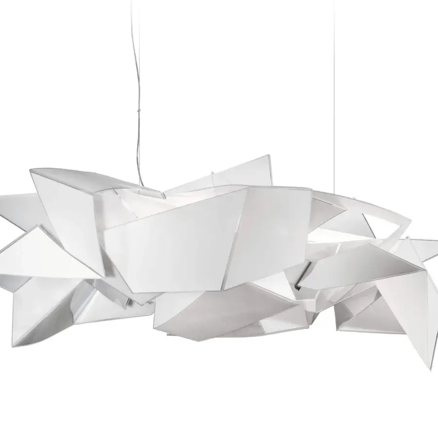Avant-garde Slamp Cordoba suspension lamp crafted in white techno-polymer with a glossy finish emphasizing geometric form