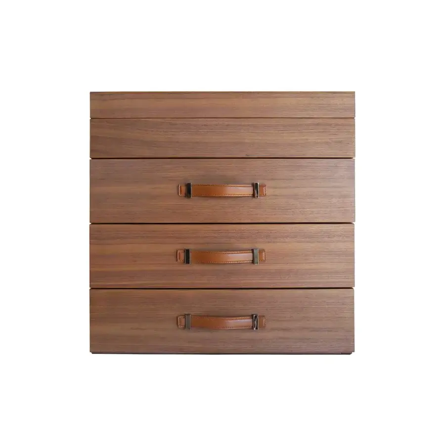 Elegant Agresti Casino Passion gaming chest in medium-brown grain wood with tan leather handles and matte exterior finish
