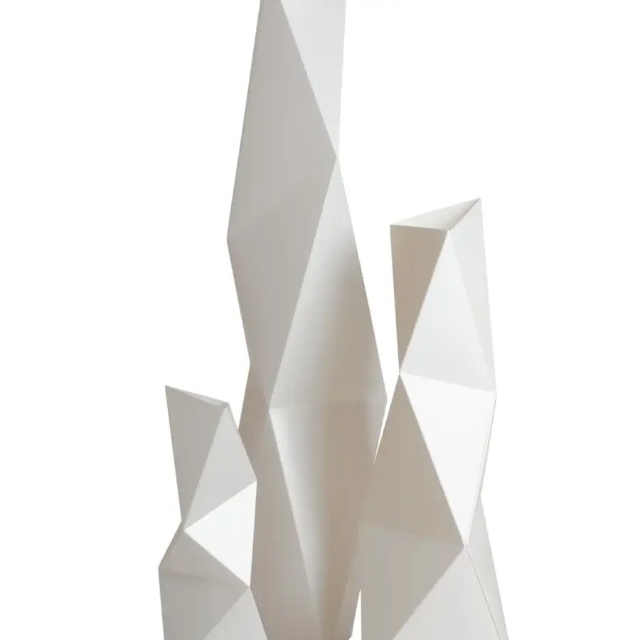 Superior Slamp Diamond lamp with a crystalline polygonal form handcrafted in matte white material with complex facets