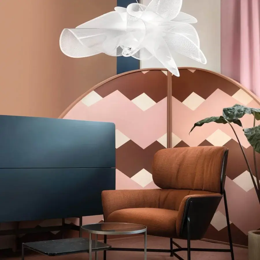 Exceptional Slamp La Belle Étoile suspension lamp handcrafted in transparent polymers with a printed white texture and luminous source