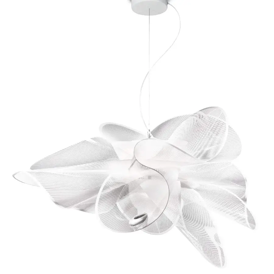 Captivating Slamp La Belle Étoile suspension lamp in transparent polymers with white printed texture and matte finish