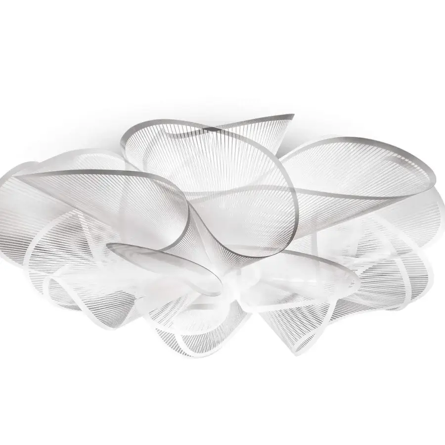 Elegant Slamp La Belle Étoile wall/ceiling lamp with white texturally-printed transparent material and petal-like structure