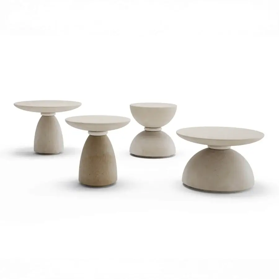 Exquisite PIMAR Contemporary Geo coffee table crafted from stone with matte beige finish