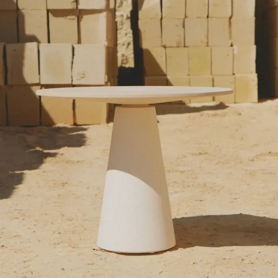 Exquisite PIMAR Centro coffee table crafted from natural stone featuring a honed finish and conical pedestal base