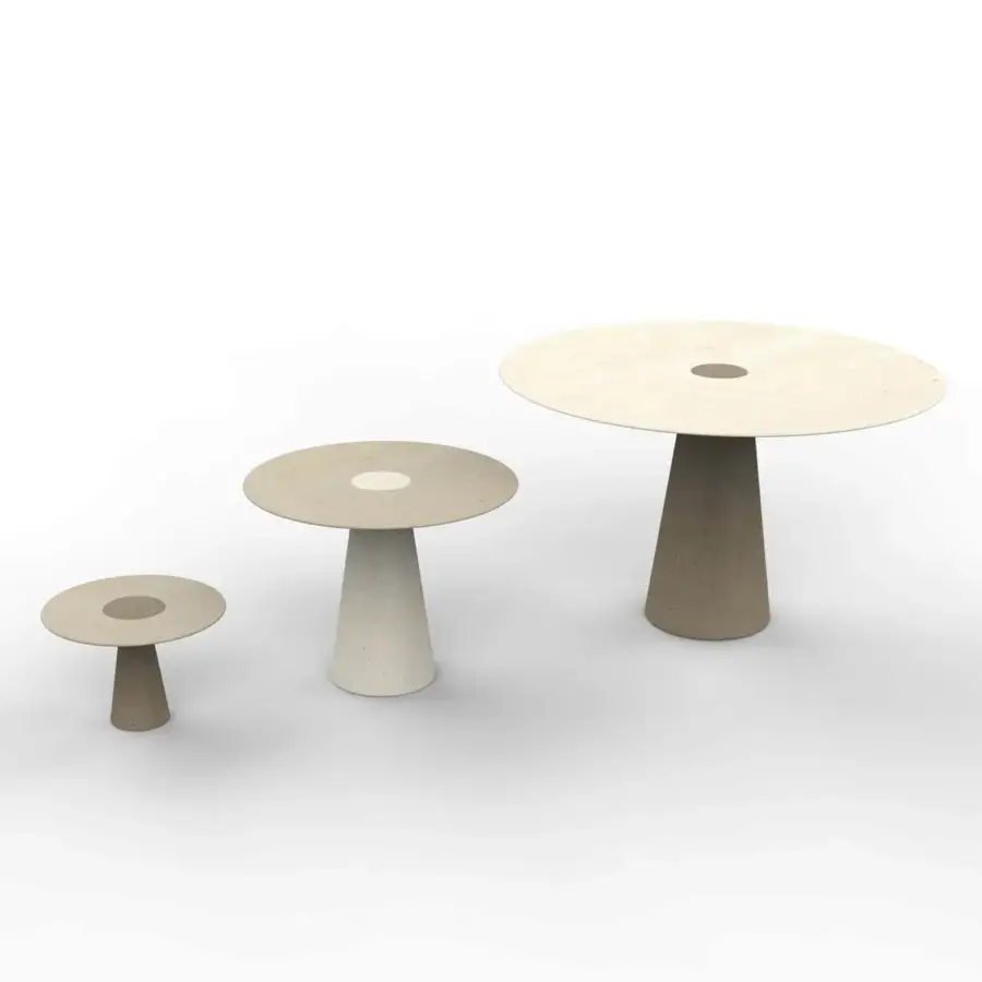 Exquisite PIMAR Centro coffee table with off-white stone top and greyish-brown base in honed matte finish