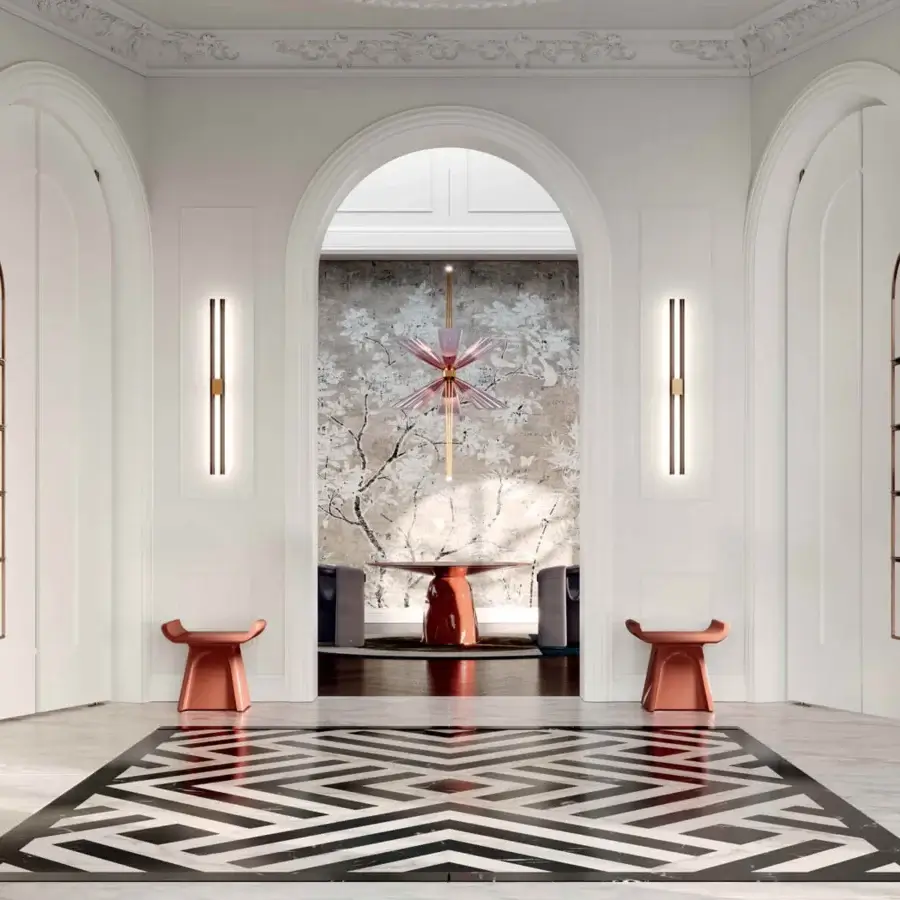 Sophisticated Paolo Castelli Fair wall lamp with bronze brass structure and black tracks