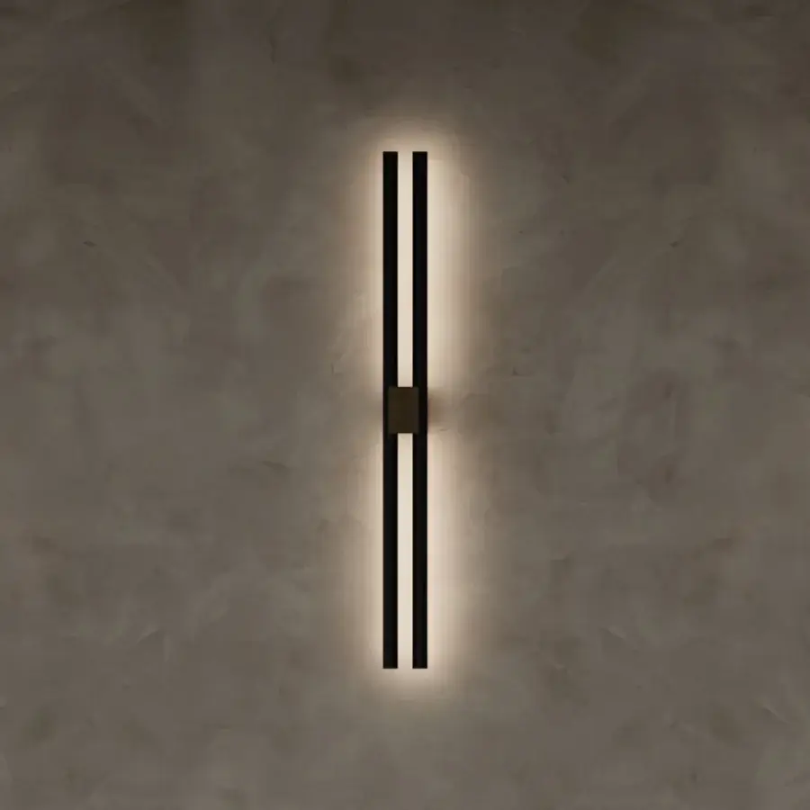 Sophisticated Paolo Castelli Fair wall lamp featuring tubular metal tracks and bronze brass structure