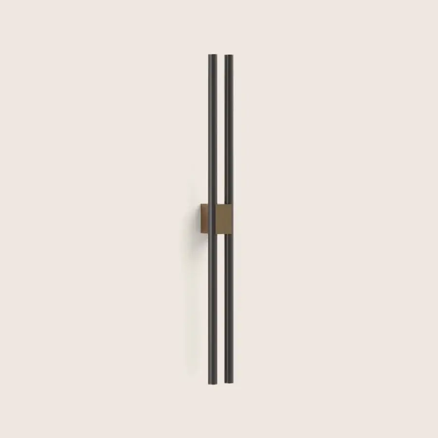 Sophisticated Paolo Castelli Fair wall lamp featuring tubular metal tracks and bronze brass structure