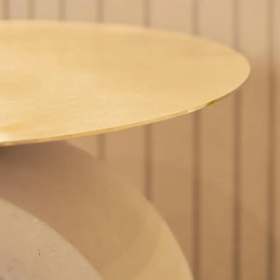 Sophisticated PIMAR Arco coffee table in natural stone and brass featuring a brushed satin finish