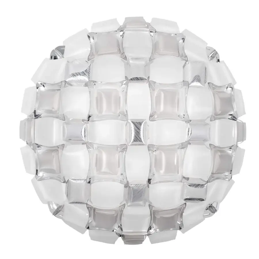 Superior Slamp Mida wall lamp with interwoven squares of white Opalflex® and brushed metallized gems crafted in Italy