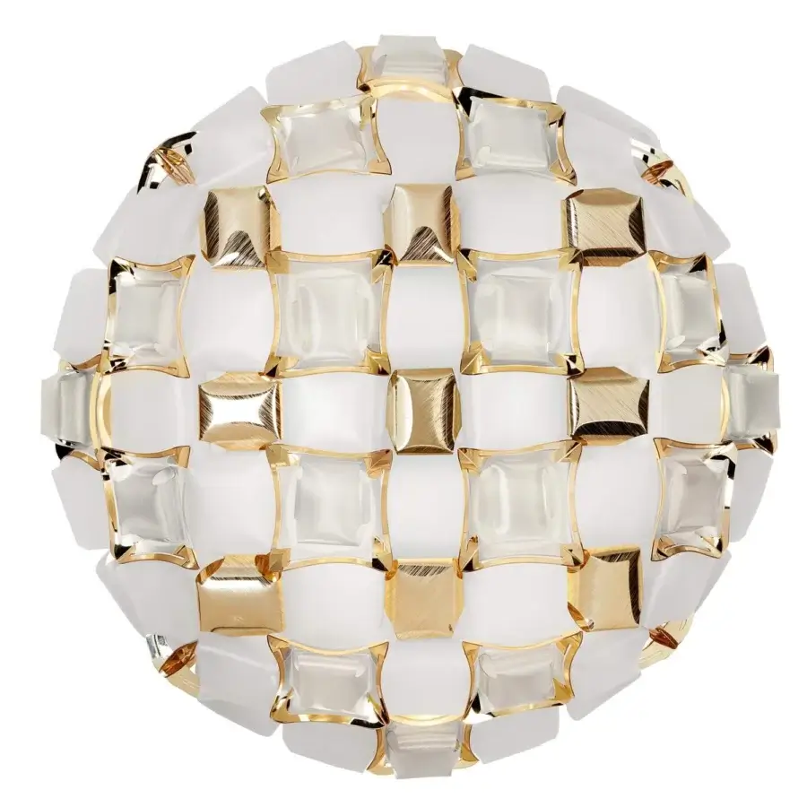 Exclusive Slamp Mida wall lamp crafted in white Opalflex® and printed Lentiflex® with a textured gold finish
