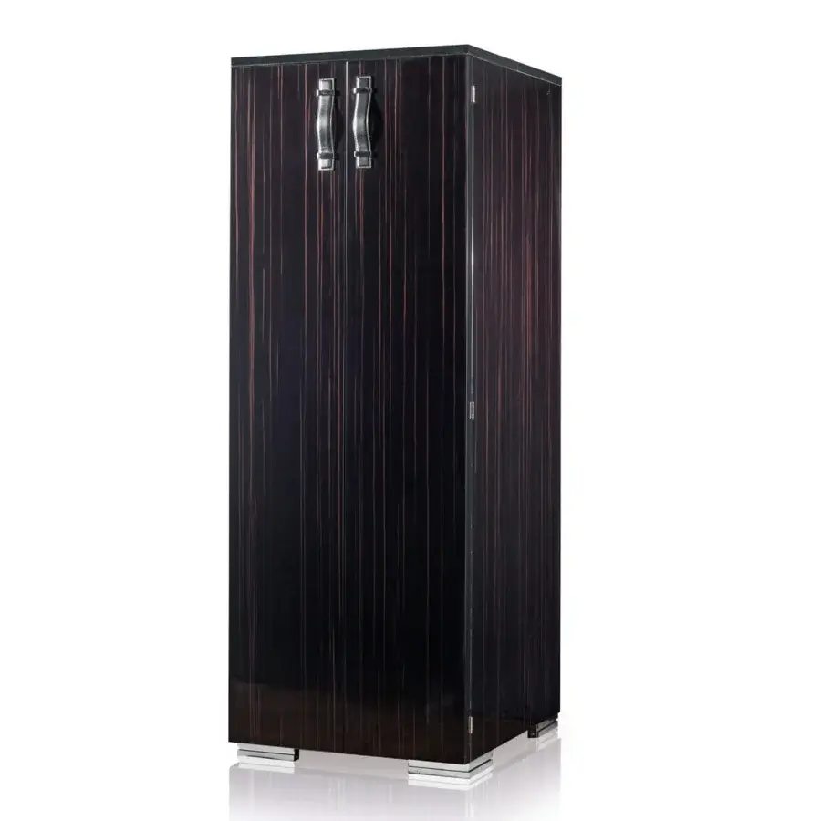 Exquisite Agresti La Dolce Vita bar cabinet featuring dark brown ebony wood, leather handles, and ruthenium brass details