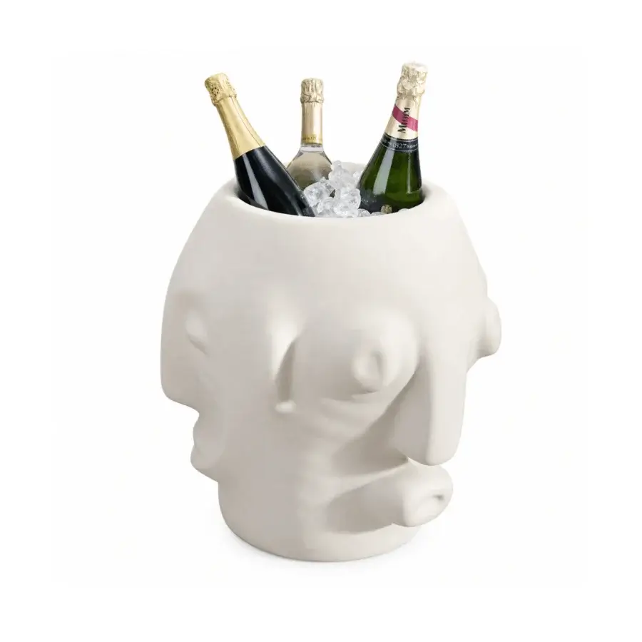 Exquisite Slide Threebù bottle rack crafted from biobased sugar cane plastic featuring off-white matte texture