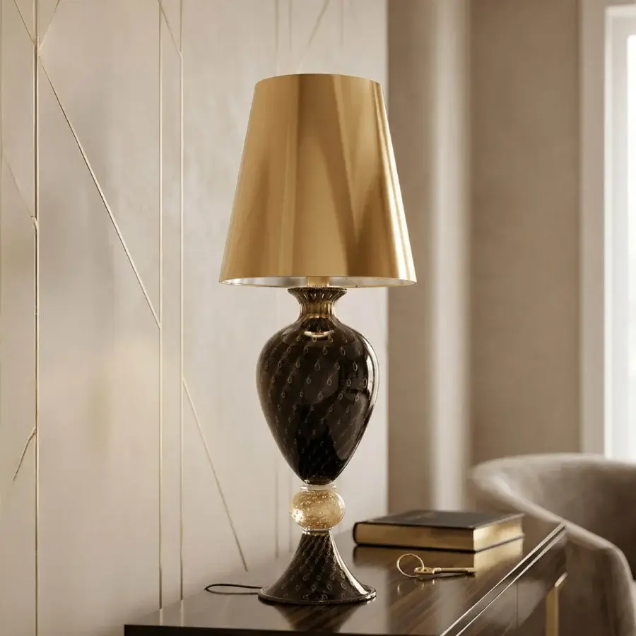 1295 Murano Venezia Table Lamp - Black & 24k Gold Leaf #2