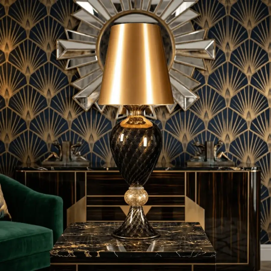 1295 Murano Venezia Table Lamp - Black & 24k Gold Leaf #3