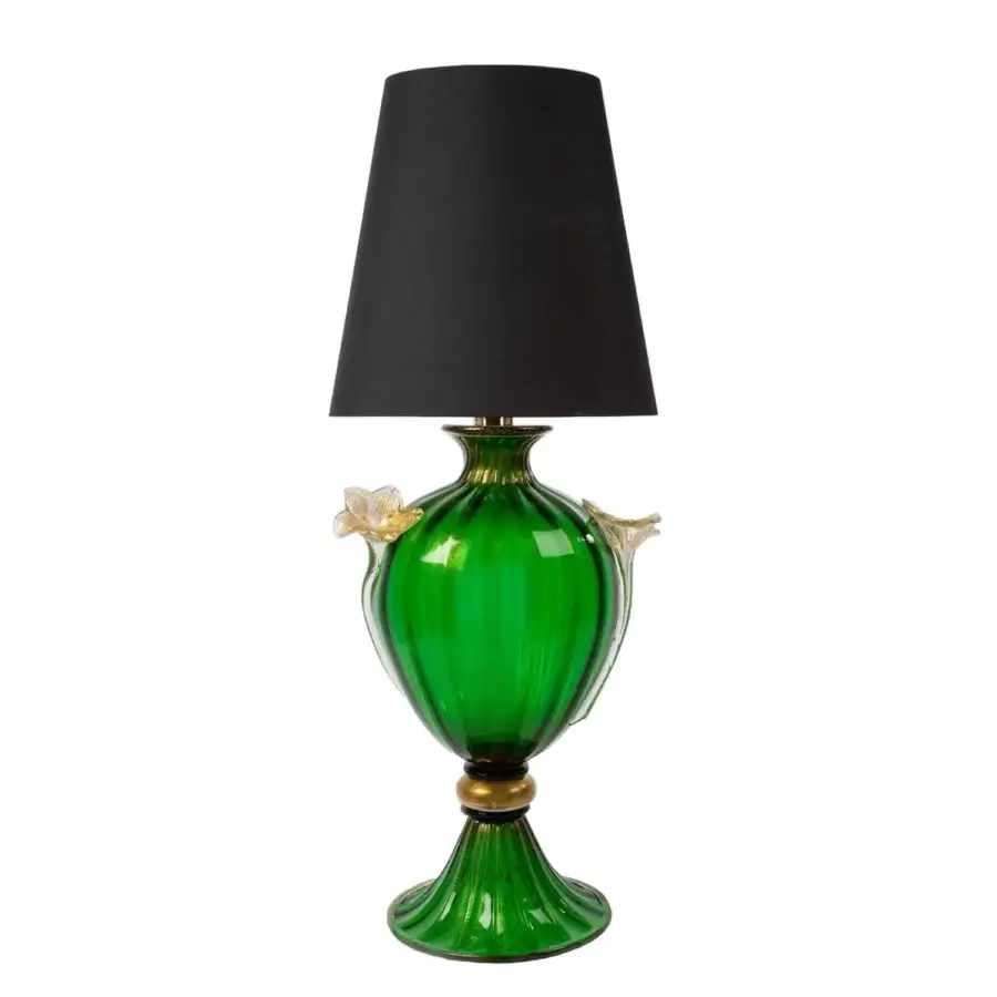 1295 Murano Venezia Table Lamp - Emerald Green & 24k Gold Leaf with Flowers #3