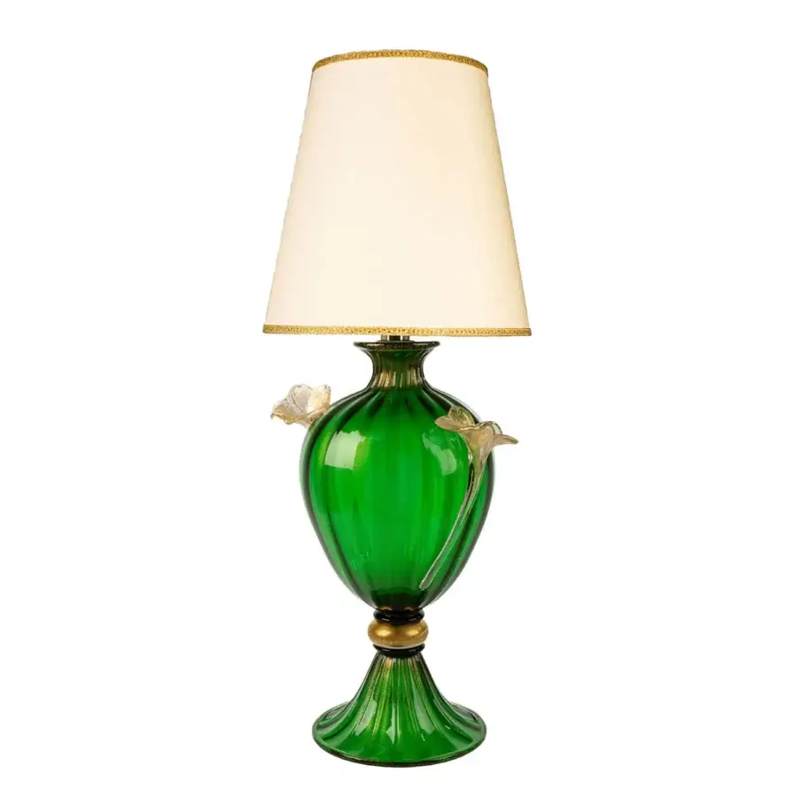 1295 Murano Venezia Table Lamp - Emerald Green & 24k Gold Leaf with Flowers #4