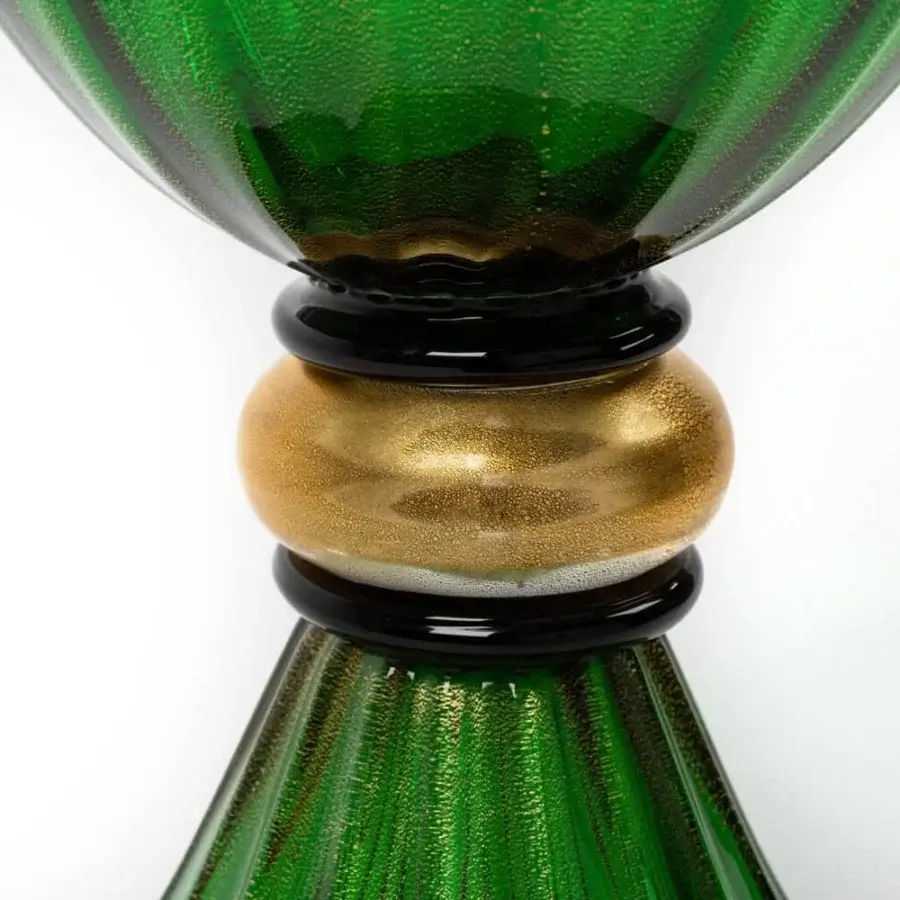 1295 Murano Venezia Table Lamp - Emerald Green & 24k Gold Leaf with Flowers #13