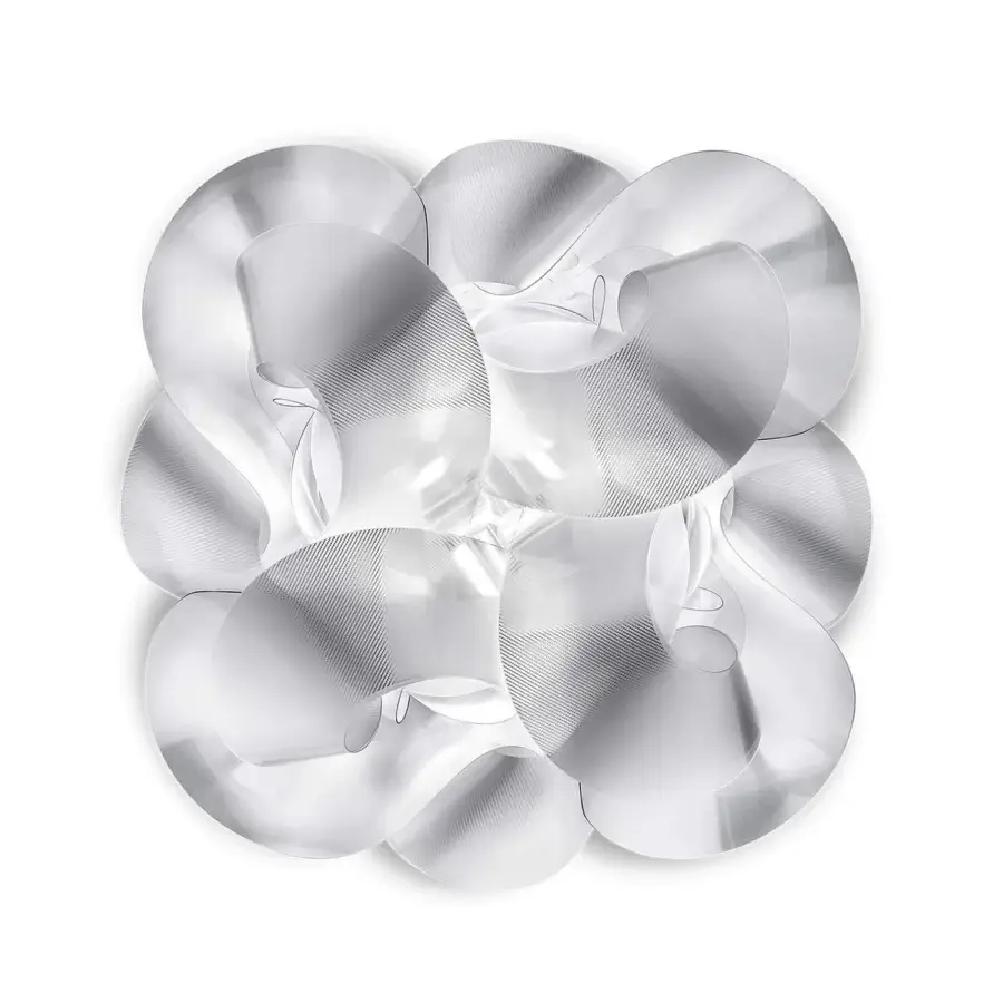 Superior Slamp Fabula ceiling lamp with a luminous silky form crafted in iridescent Lentiflex® and neutral white finish