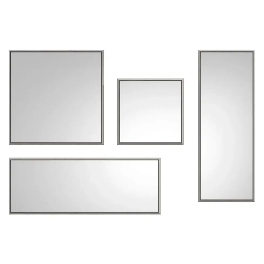 Elegant Presotto Mimesi mirror with clean lines and matte gray metallic lacquered frame for wall mounting