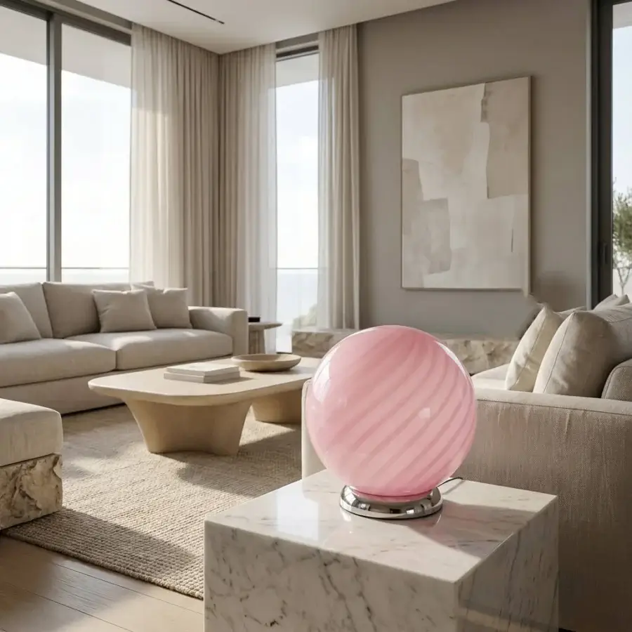 1295 Murano Candy Table Lamp - Pink #4